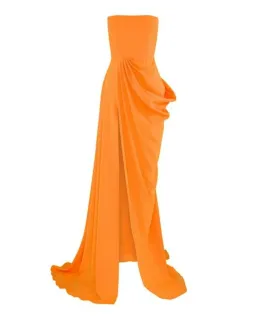 Alex Perry Reed Draped Crepe Gown Orange Size XS / AU 6 for rent on The Volte - image 3