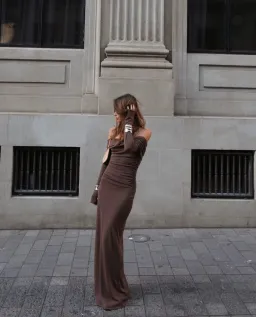 Benni Lorena Maxi Dress in Ash Brown Size 6 for rent on The Volte - image 3