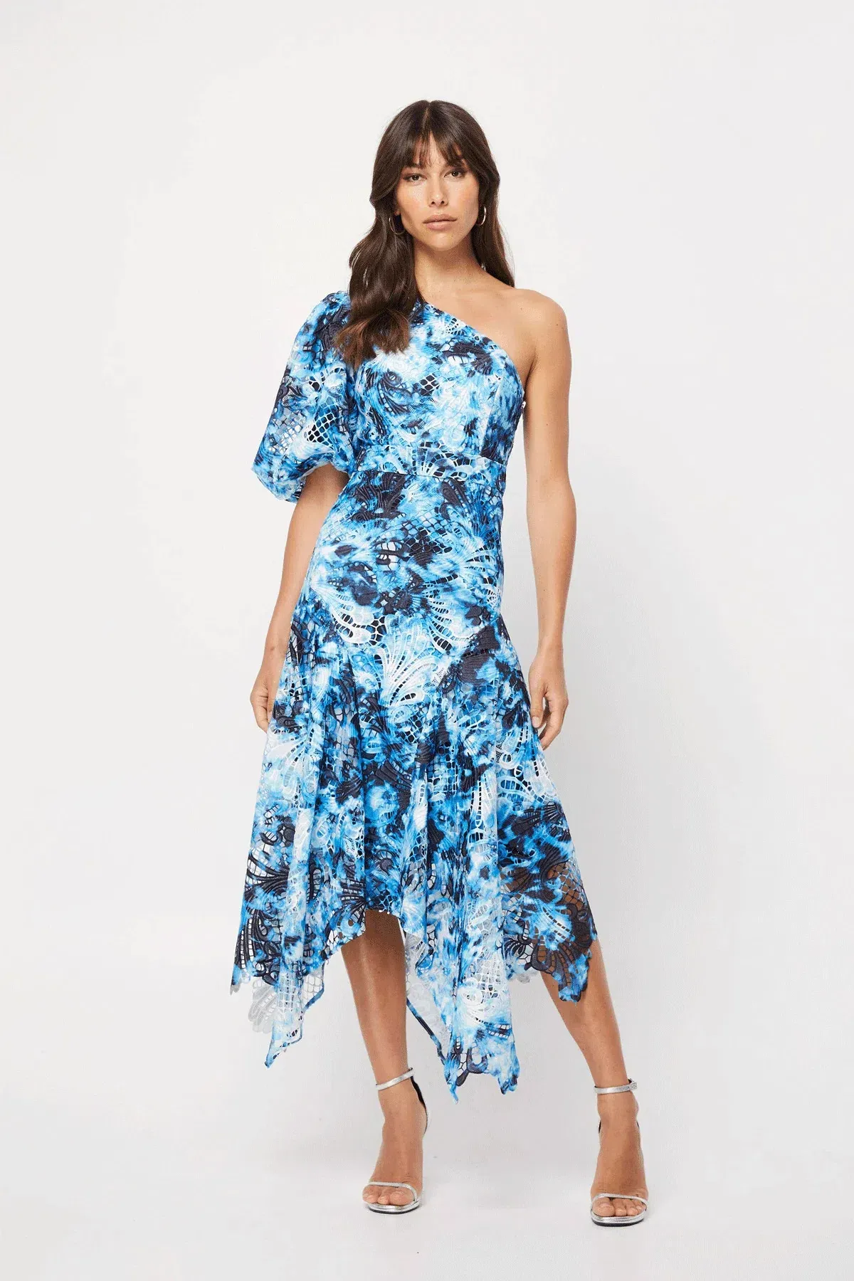 Mossman The High Rise Midi Dress Blue Tie Dye Size 8 - Image 1