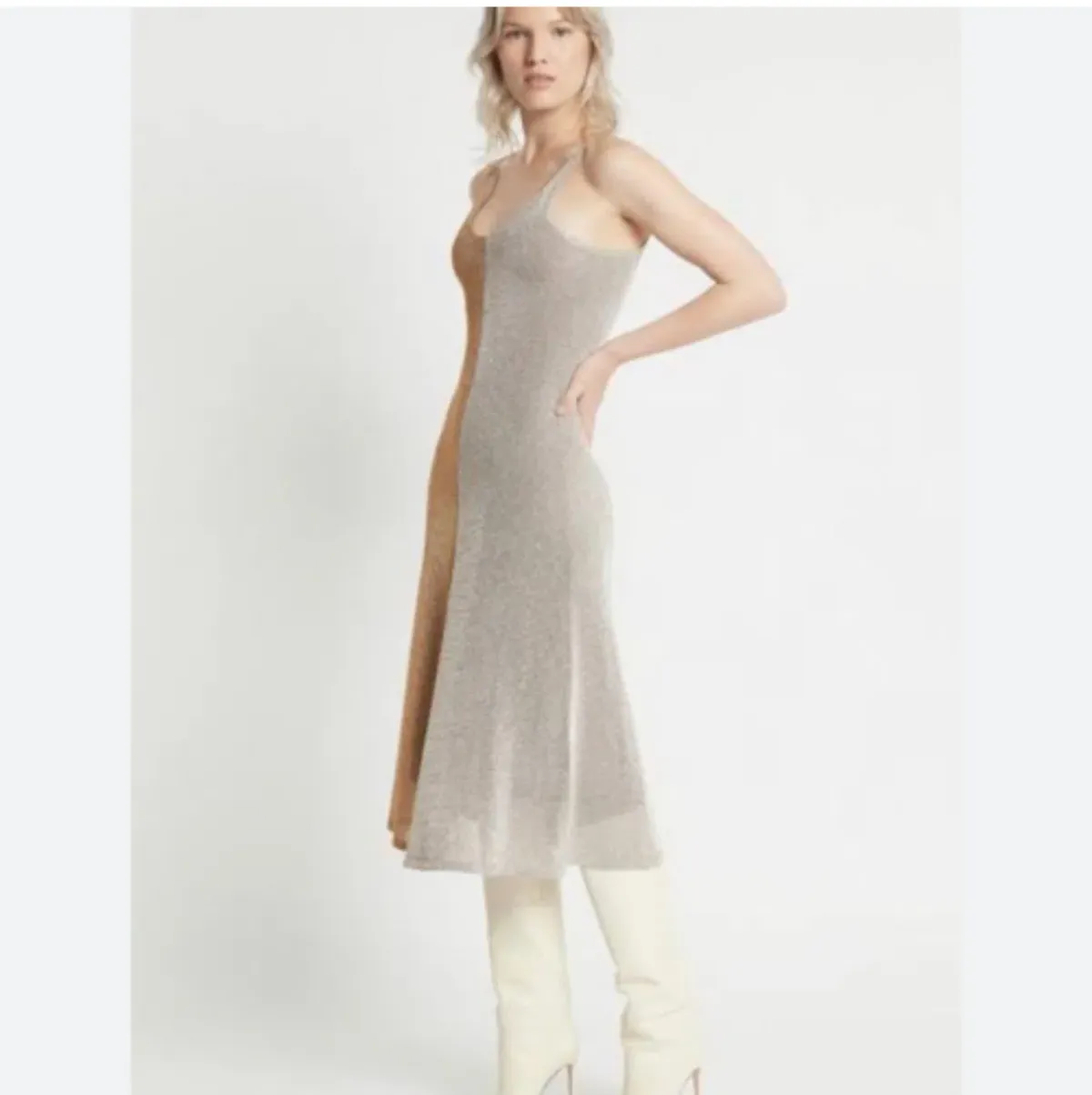 Sass And Bide Half Silver Half Gold Midi Dress Gold/Silver Size 8 - Image 2