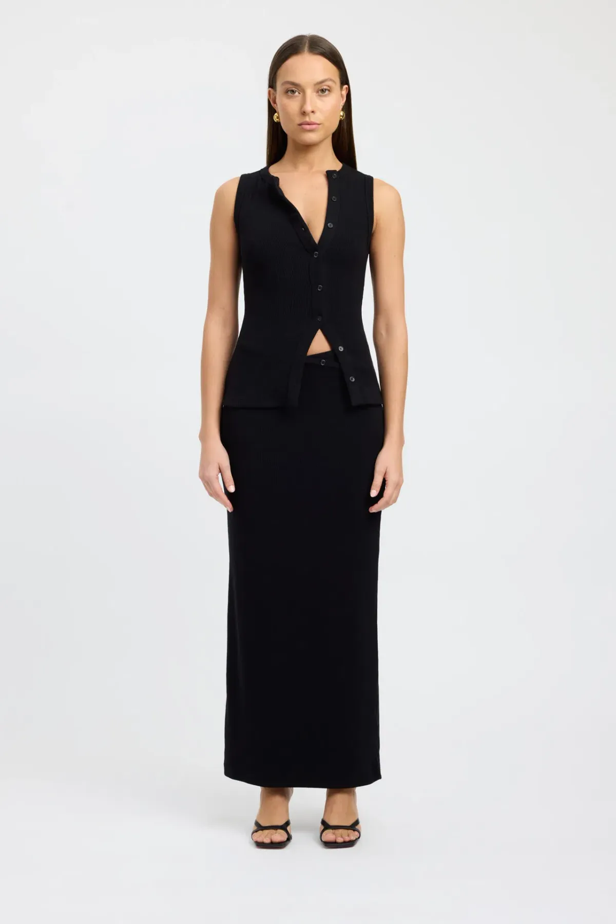 Kookai Bec Button Tank Size 36 and Carter Maxi Skirt Size 36 Set Black - Image 1