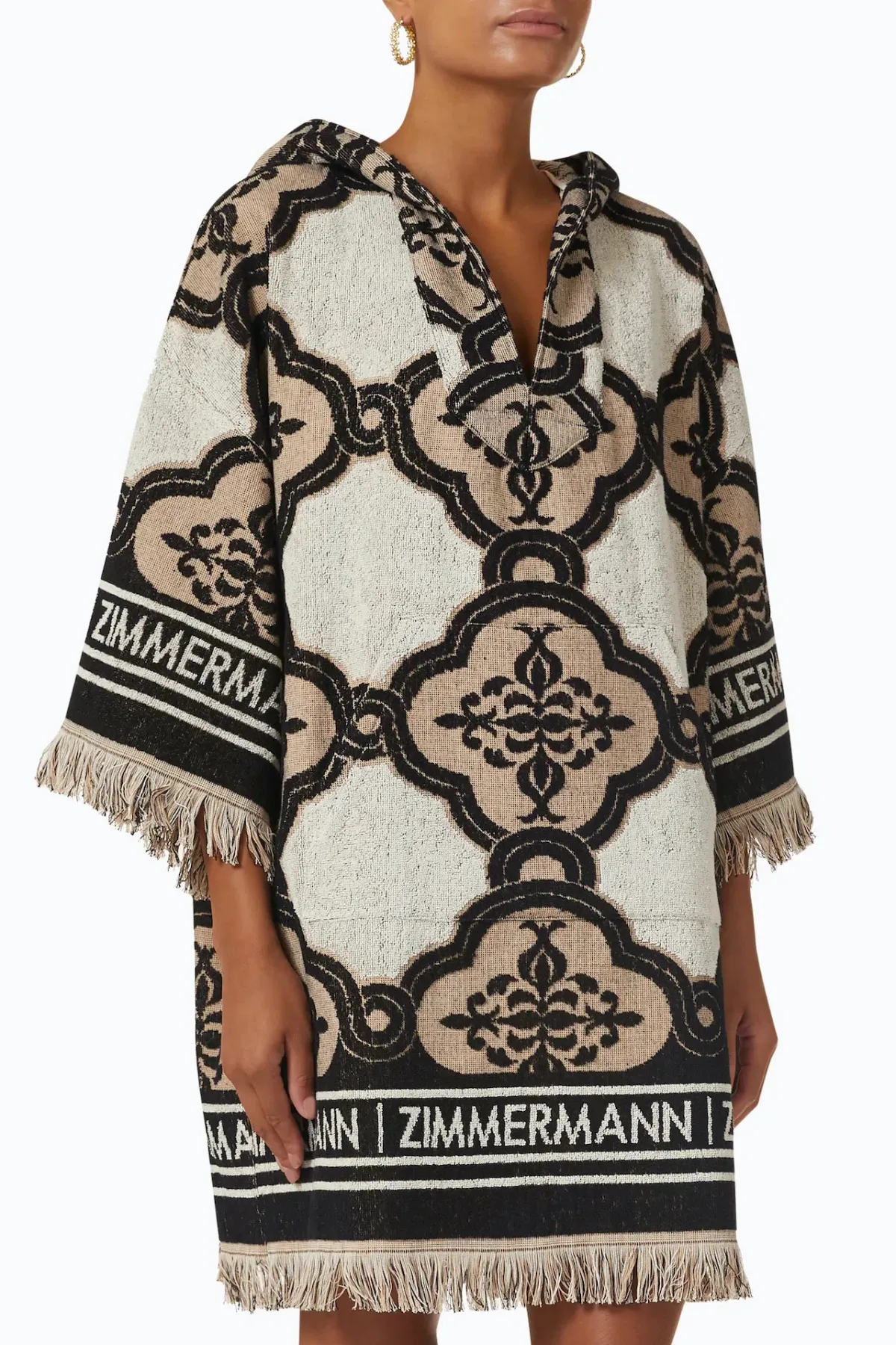 Zimmermann Clover Terry Towel Mini Dress in Cream Black Size 2 / AU 12 - Image 2