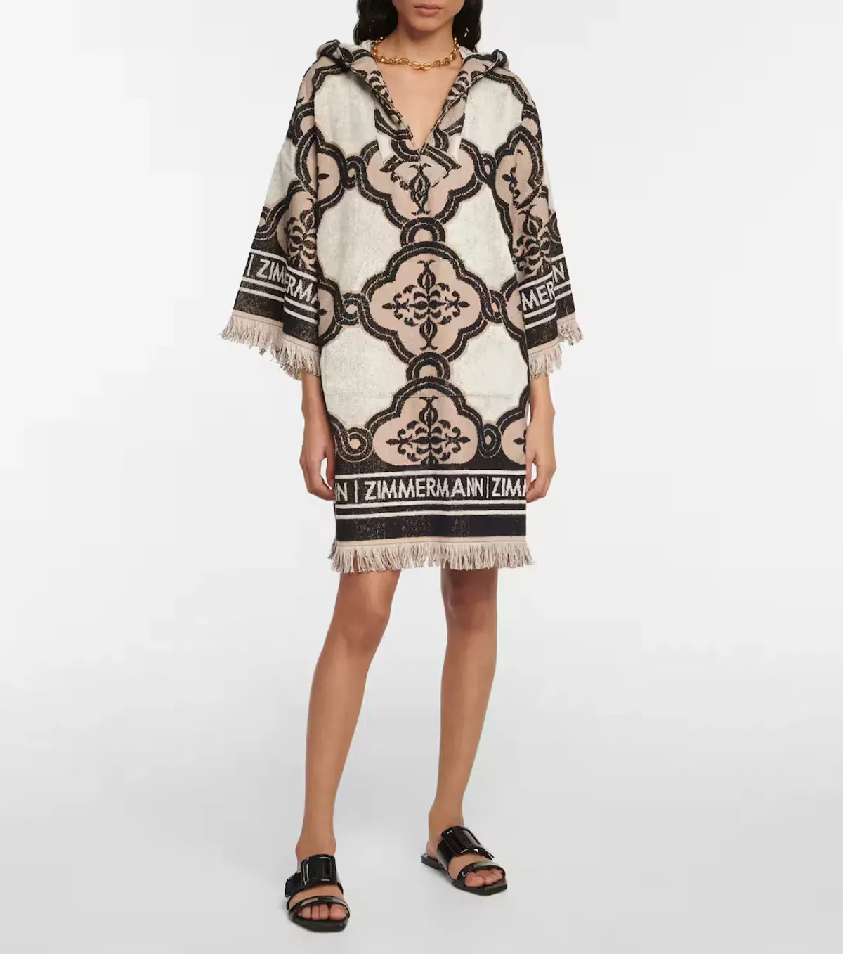 Zimmermann Clover Terry Towel Mini Dress in Cream Black Size 2 / AU 12 - Image 4