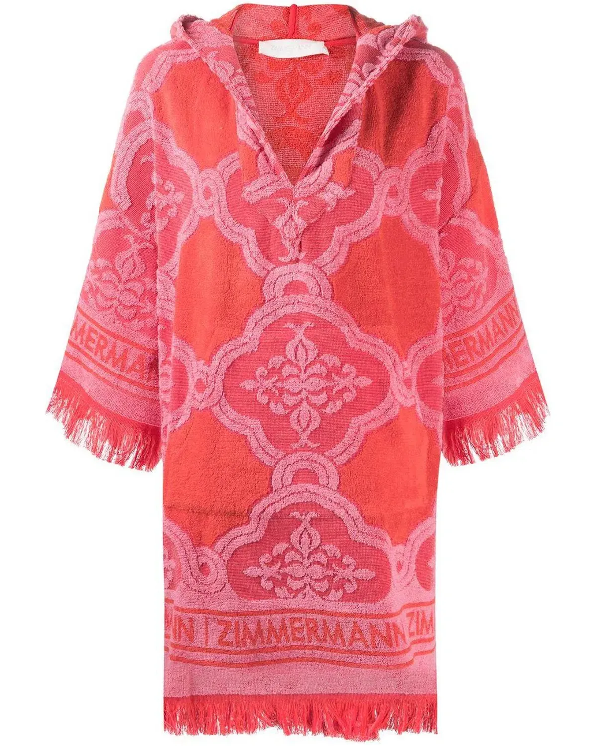 Zimmermann Poppy Fringed Terry Towel Mini Dress Red Pink Size 1 / AU 10 - Image 5