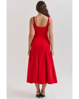 House Of CB Amore Dropped Waist Midi Dress Scarlet Size AU 12  for rent on The Volte - image 3