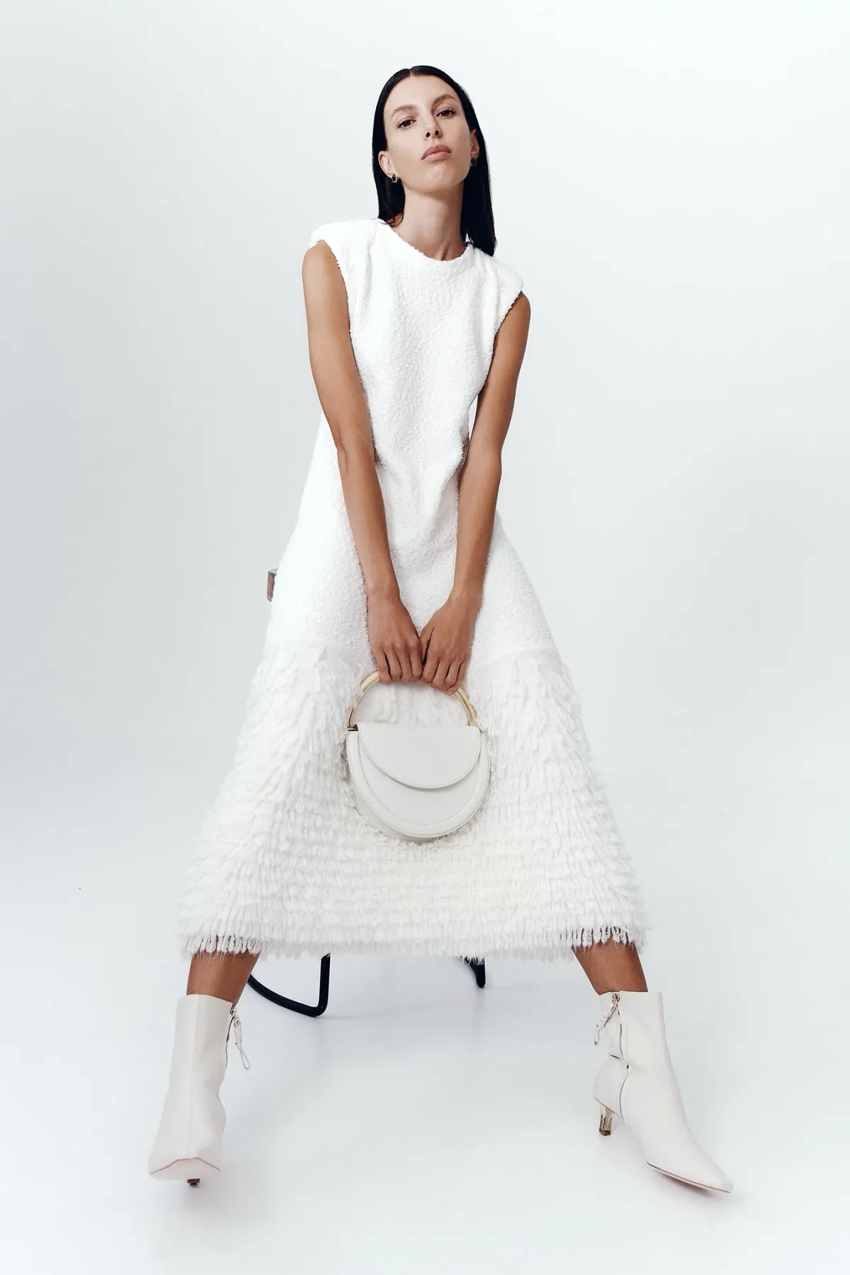 Aje Dimension Knit Midi Dress Ivory Size 12 - Image 1