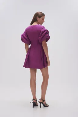 Aje Adelie Puff Sleeve Mini Dress Plum Purple Size 12  for rent on The Volte - image 3