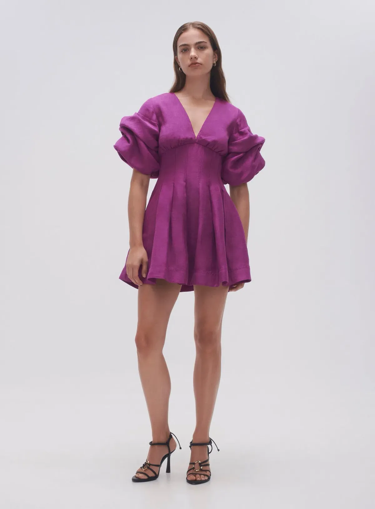 Aje Adelie Puff Sleeve Mini Dress Plum Purple Size 12 - Image 1