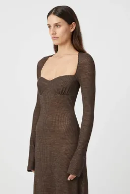 Camilla and Marc Valle Wool Maxi Dress Chocolate Brown Size 10 for rent on The Volte - image 2