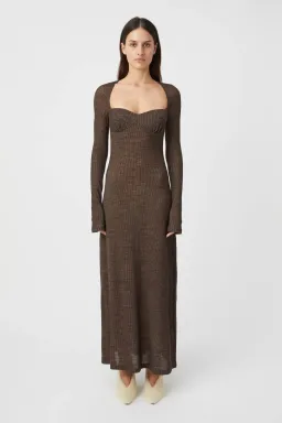 Camilla and Marc Valle Wool Maxi Dress Chocolate Brown Size 10 for rent on The Volte - image 1