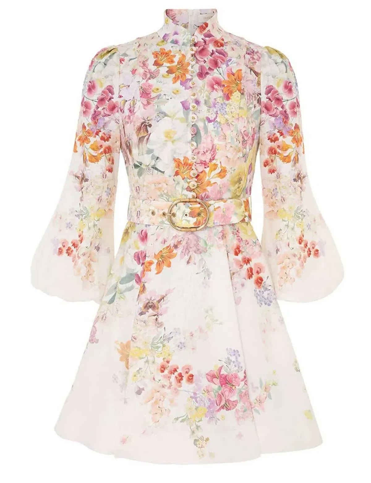 Zimmermann Natura Buttoned Mini Dress Kaleidoscope Garden 1 / AU 10 - Image 4