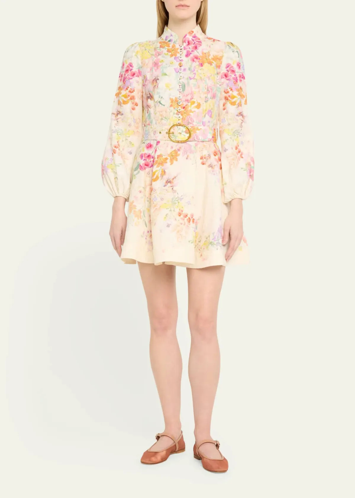 Zimmermann Natura Buttoned Mini Dress Kaleidoscope Garden 1 / AU 10 - Image 1