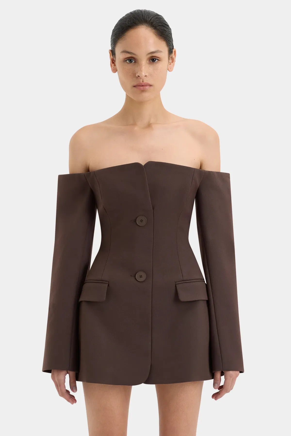 Sir the Label Sandrine Tailored Mini Dress in Chocolate Brown Size 1 / AU 8 - Image 8