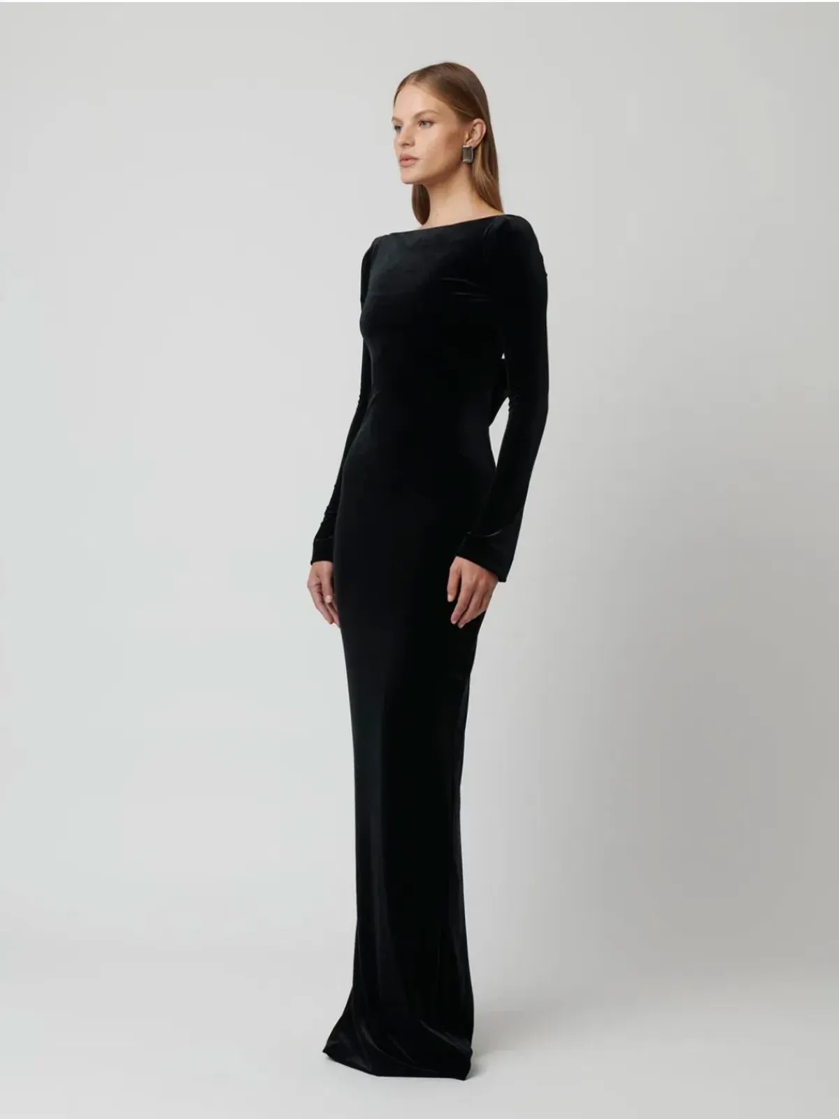 Effie Kats Yasmin Maxi Dress Black Velvet Size XS / AU 6 - Image 3