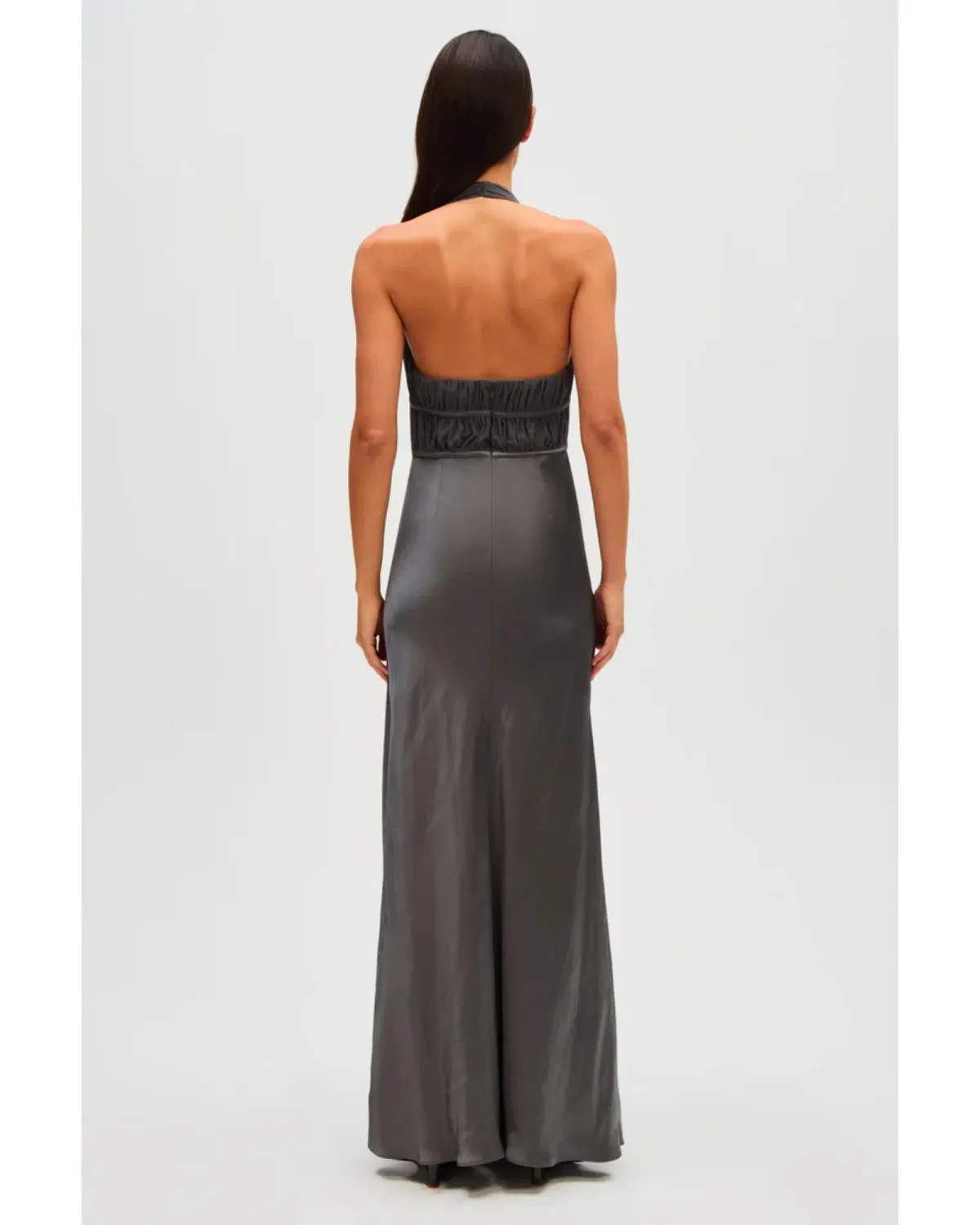 MISHA Celine Satin Maxi Dress Pewter Size 6/XS - Image 3