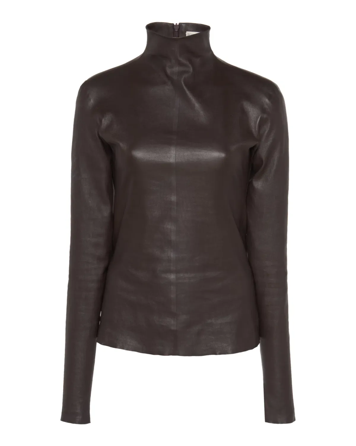 Bottega Veneta Leather Turtle Neck Top Brown Size AU 6 - Image 3