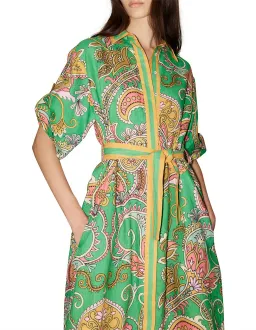 Alemais Marion Shirt Midi Dress Green Multi Size AU 12 for rent on The Volte - image 2