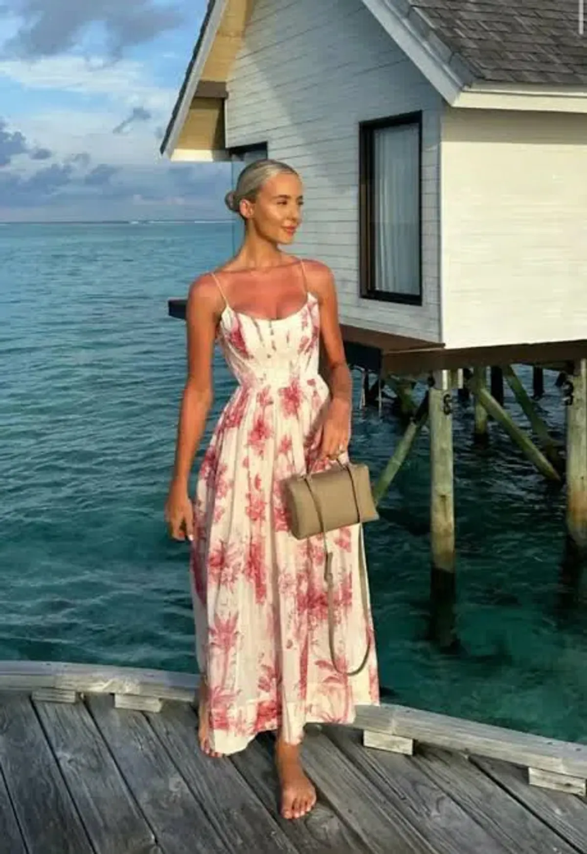 Zimmermann Waverly Corset Midi Dress in Pink Palm Size 1 / AU 10 - Image 1