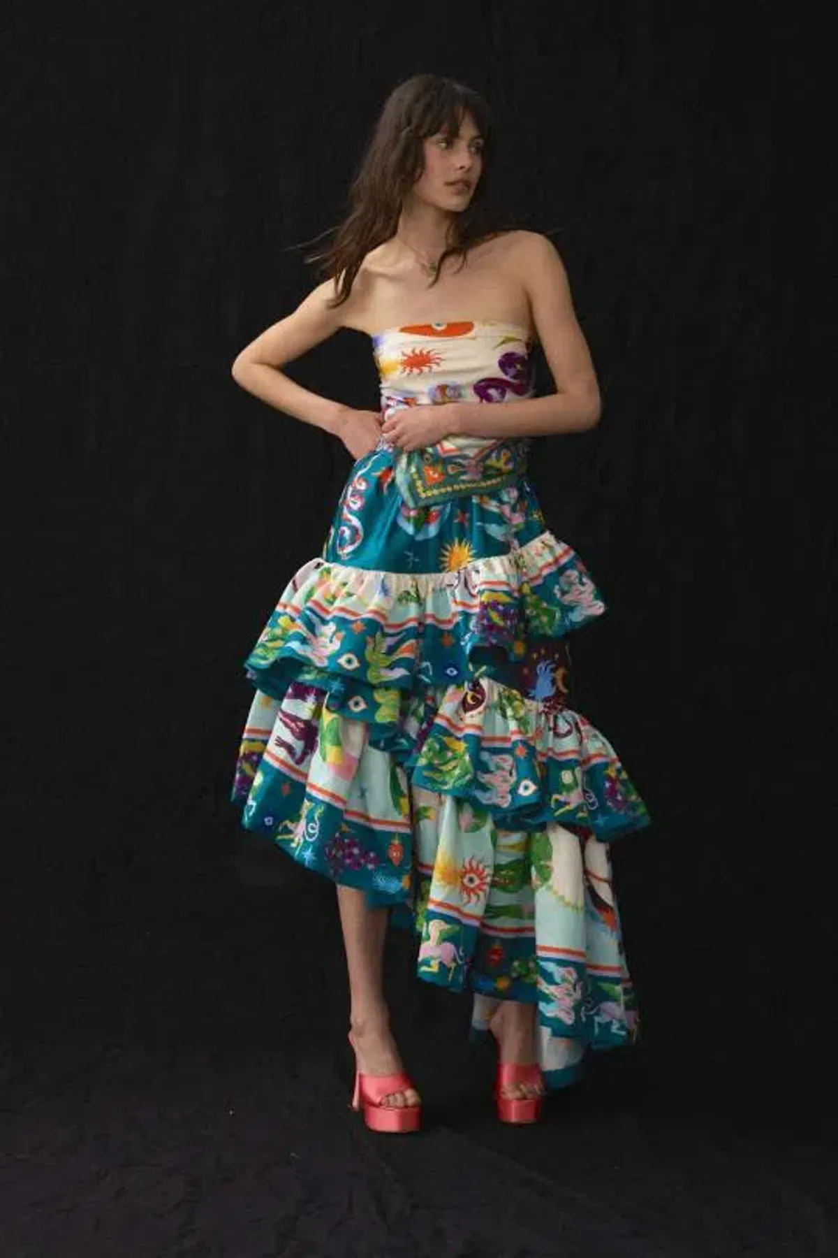 Alemais Guardian Tiered Ruffle Skirt Multi Size AU 12 - Image 1