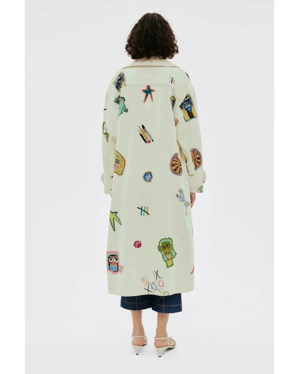 Alemais Checkers Coat Cream Print Size AU 16 - Image 5