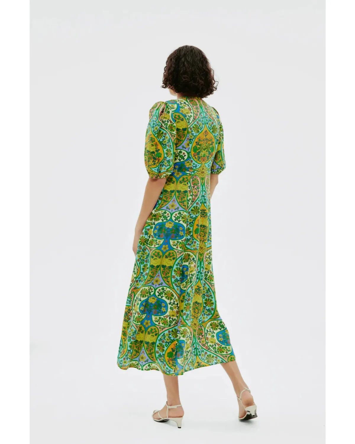Alemais Sofie Puff Sleeve Midi Dress Multi Size AU 16 - Image 3