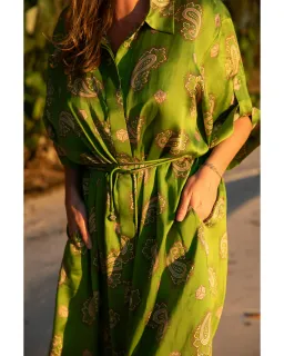 Alemais Dice Silk Shirtdress Green Size AU 16 for rent on The Volte - image 3