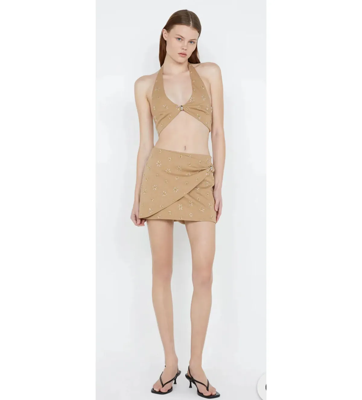 Bec and Bridge Sunseeker Halter Top & Mini Skirt Brown Size 6 - Image 1