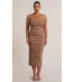 Bec & Bridge Karina Tuck Midi Dress Milk Chocolate Size 10 for rent on The Volte - image 1