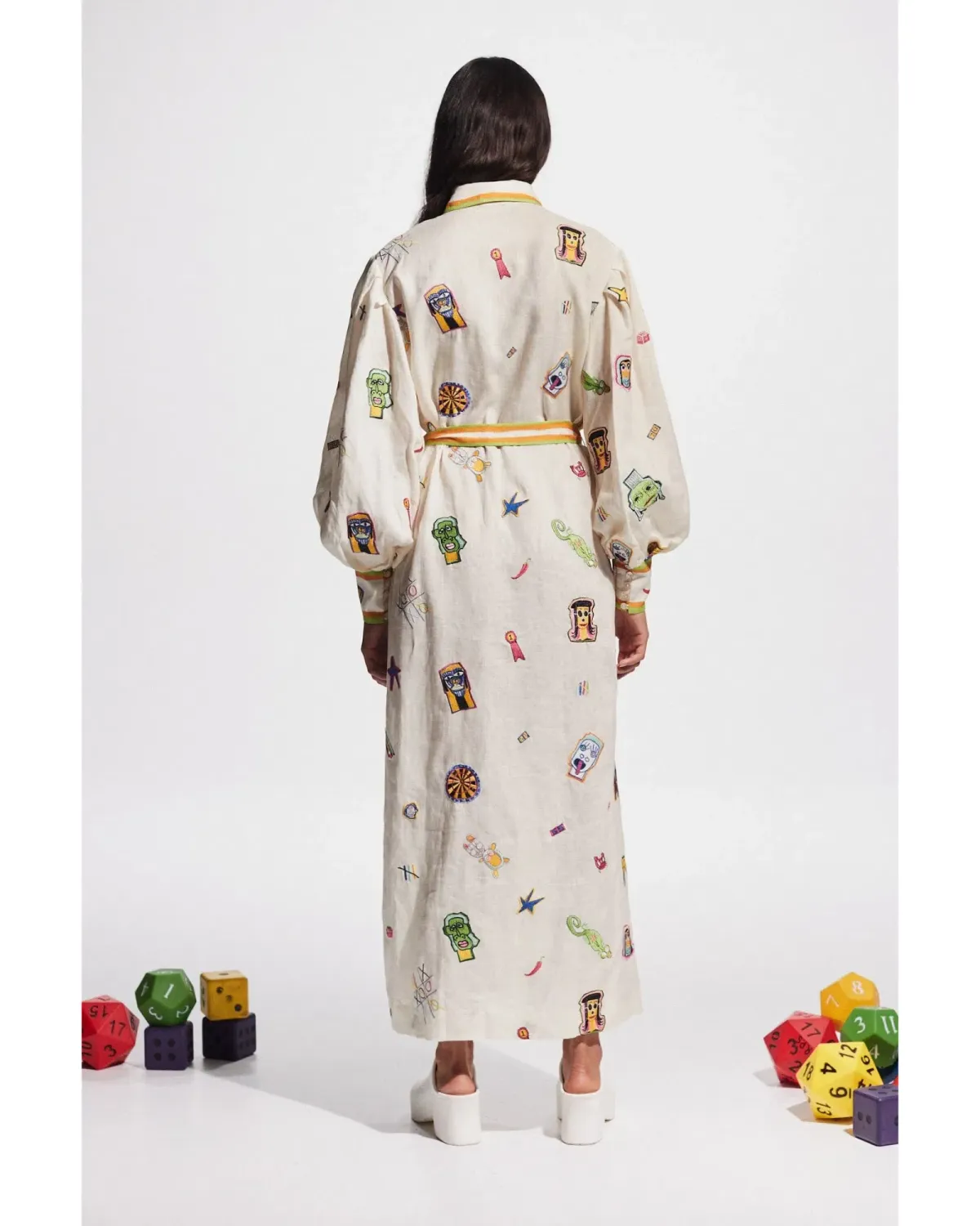 Alemais Checkers Embroidered Shirtdress Print Multi Size 14 - Image 2