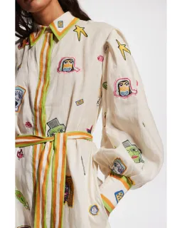 Alemais Checkers Embroidered Shirtdress Print Multi Size 14 for rent on The Volte - image 3