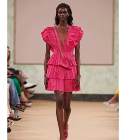Aje Rhythmic Frilled Mini Dress Fuchsia Size 10 for rent on The Volte - image 5