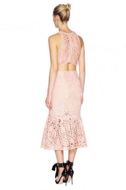 Lover Harmony Cut Out Midi Dress - Pink Lace Size 6 for rent on The Volte - image 2