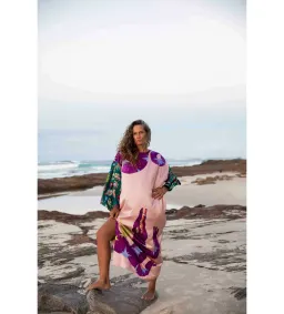 Alemais Superhero Silk Satin Midi Dress Multi Print Size 16 for rent on The Volte - image 3