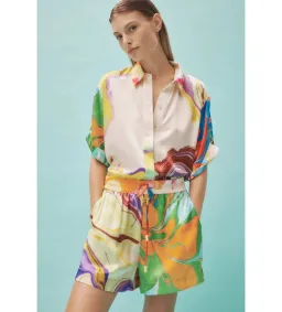 Alemais Luca Silk Shirt and Short Set Multi Size 16 for rent on The Volte - image 3
