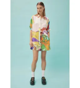Alemais Luca Silk Shirt and Short Set Multi Size 16 for rent on The Volte - image 1