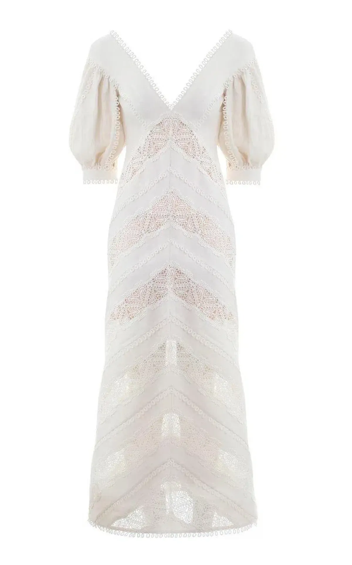 Zimmermann Painted Heart Chevron Midi Dress in White Size 2 / AU 12 - Image 4