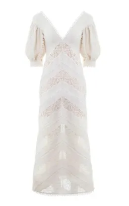 Zimmermann Painted Heart Chevron Midi Dress in White Size 2 / AU 12  for rent on The Volte - image 4