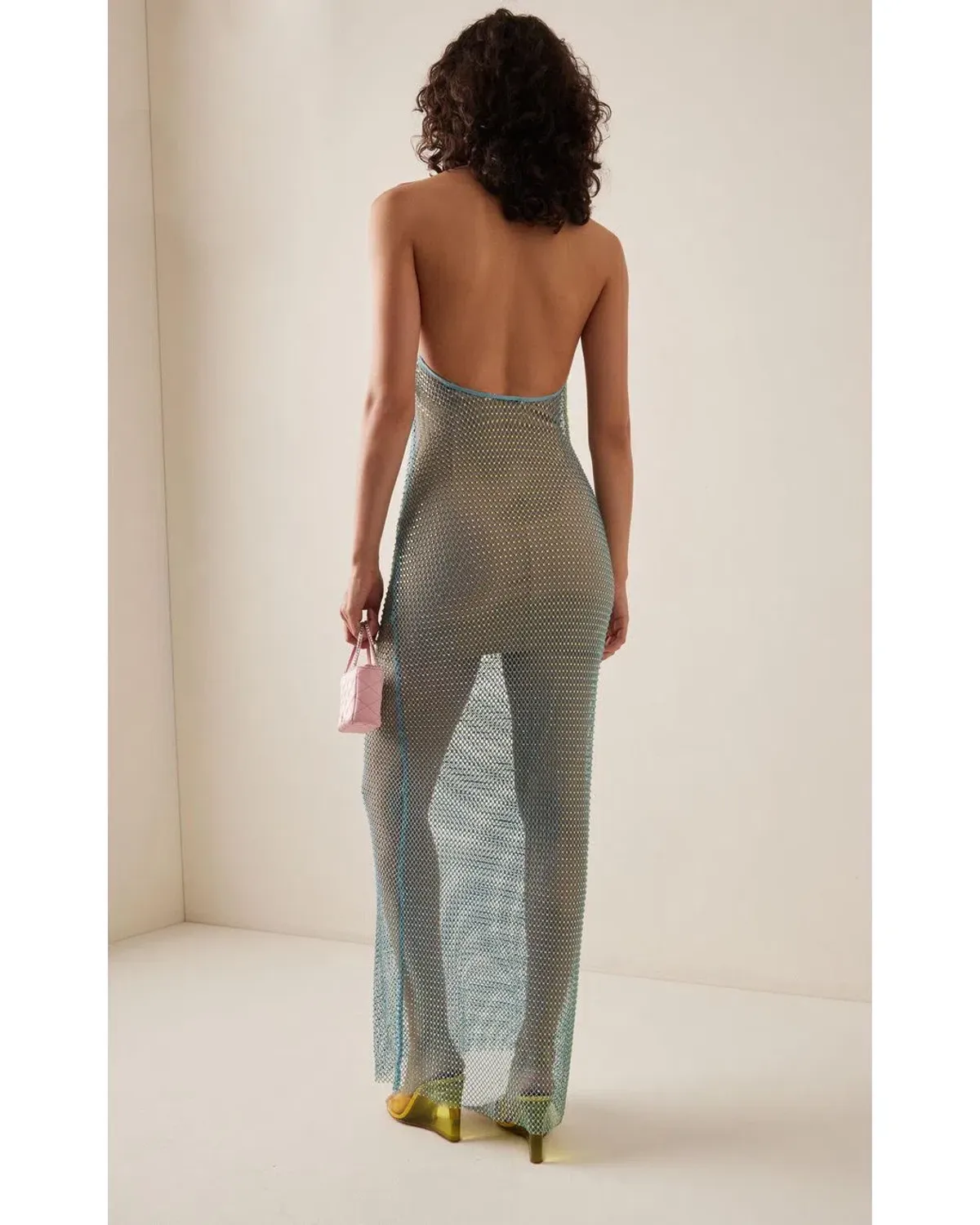 Self Portrait Crystal-Embellished Fishnet Maxi Dress AU8 - Image 2