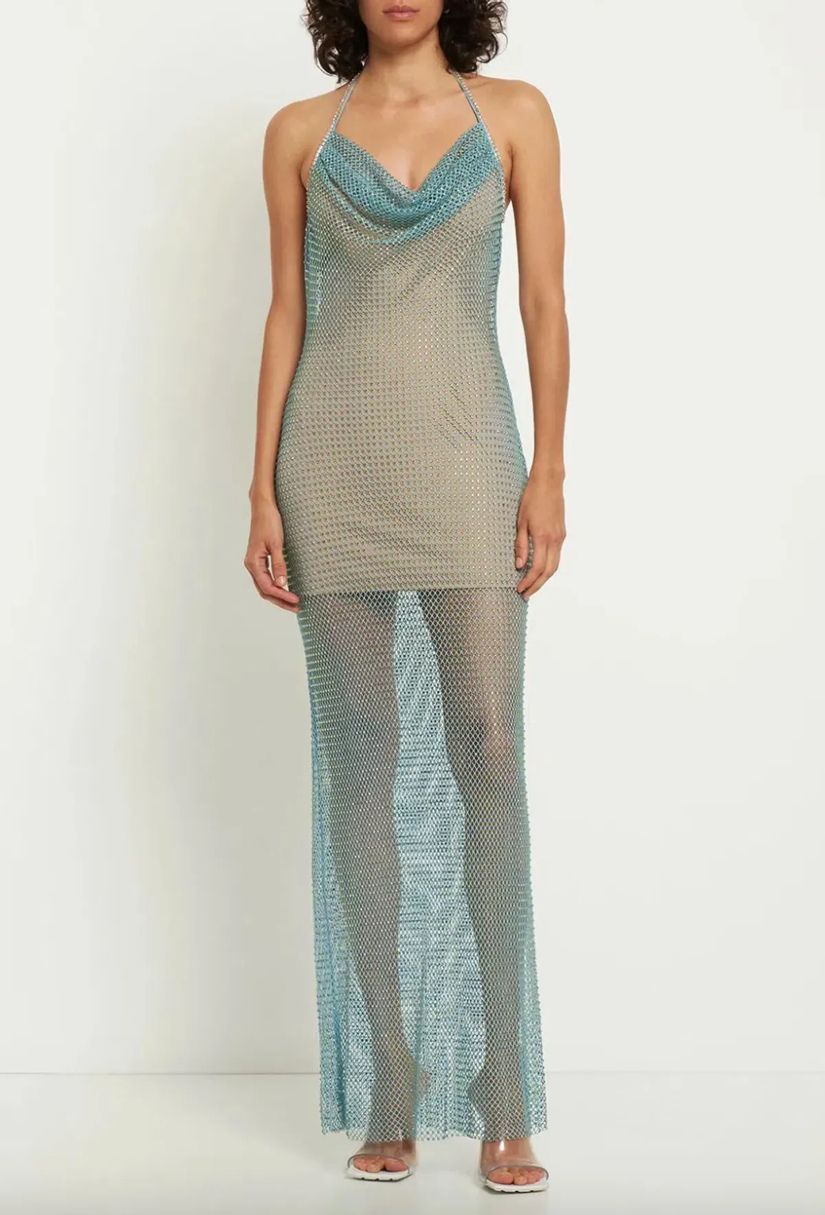 Self Portrait Crystal-Embellished Fishnet Maxi Dress AU8 - Image 1