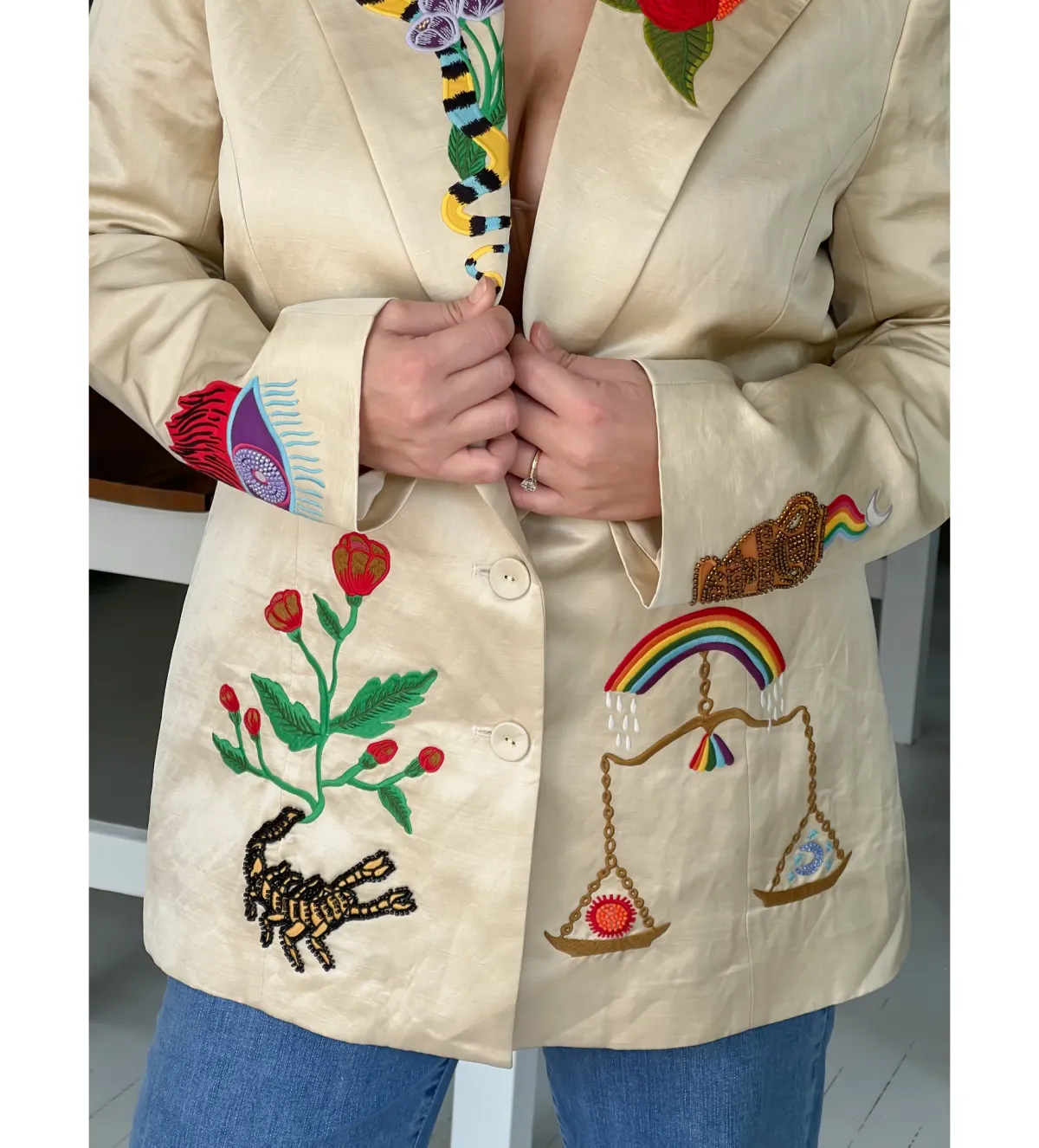 Alemais Zelda Embroidered Blazer Print Size 16 - Image 5