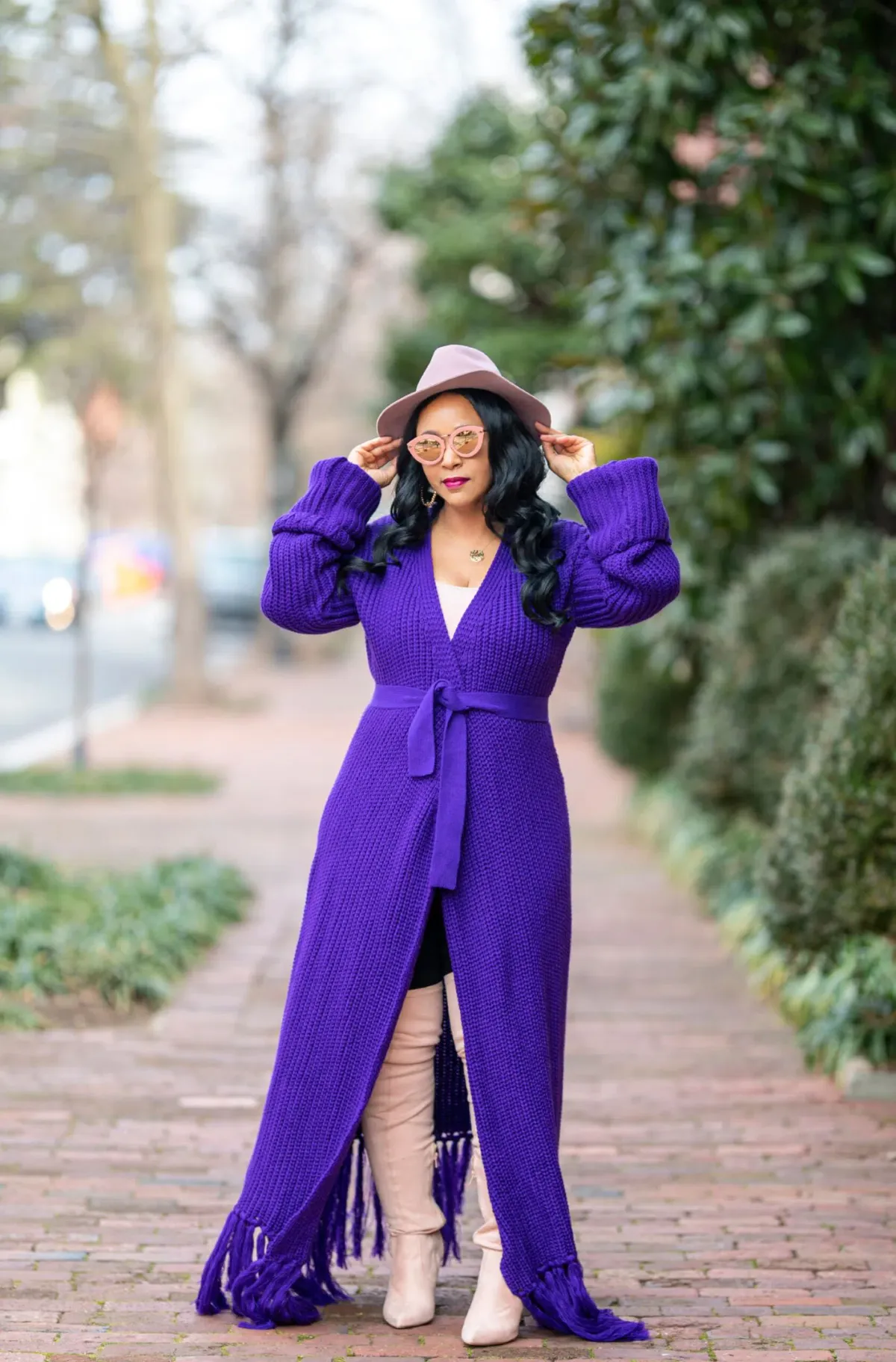 Hanifa Miya Knit Cardigan Dress Purple Size S-M/AU 10 - Image 1