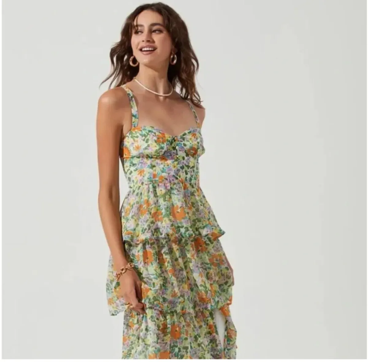 Astr Midsummer Floral Tiered Maxi Dress Size 10 - Image 4