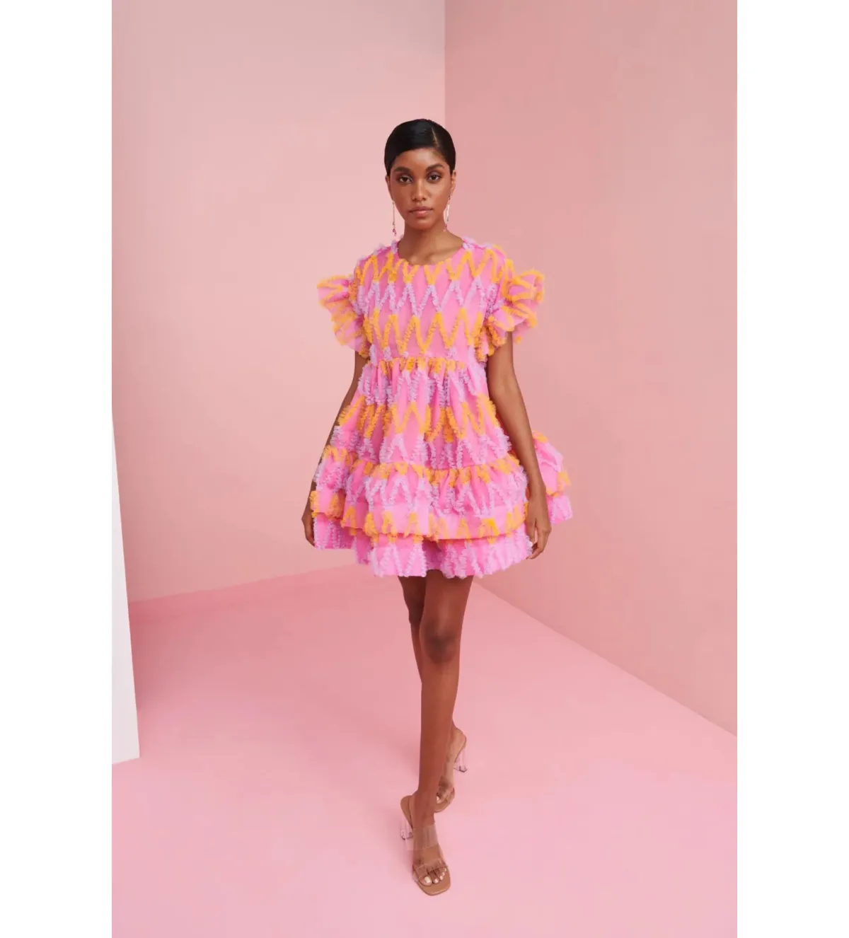 CeliaB Coral Mini Dress Pink Size L/AU 14 - Image 1
