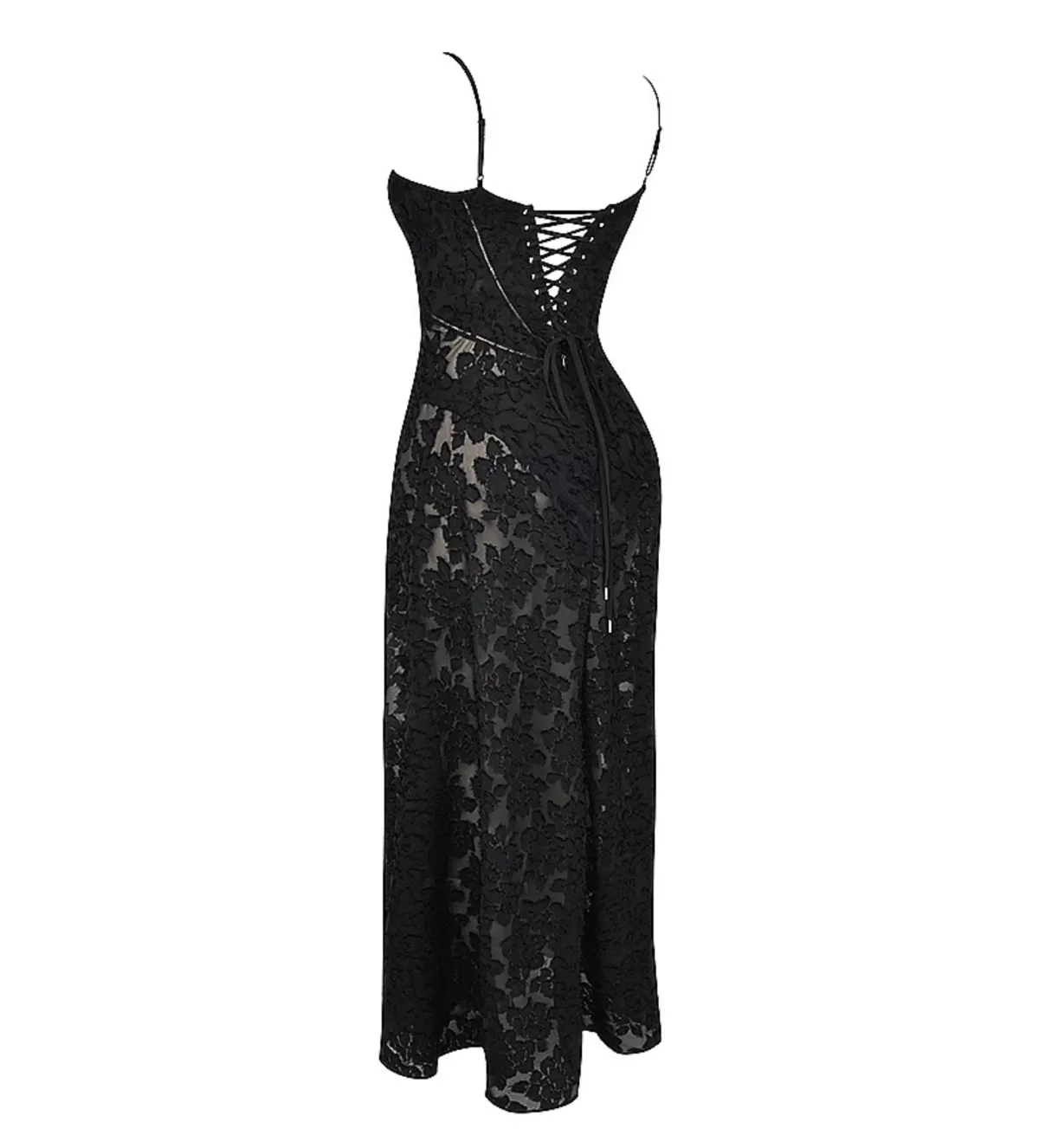 House of CB Seren Black Floral Lace Back Maxi Dress Size M/AU 10 - Image 6