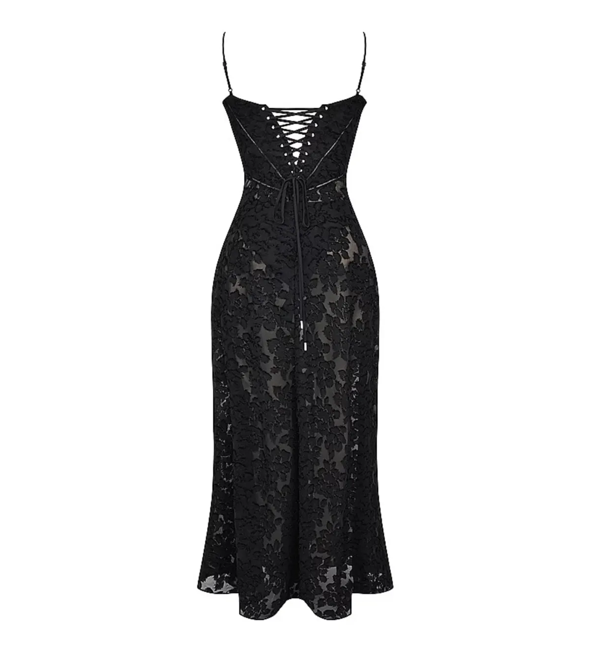 House of CB Seren Black Floral Lace Back Maxi Dress Size M/AU 10 - Image 7