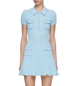 Self Portrait Blue Sequin Knit Mini Dress Size M/AU 8 for rent on The Volte - image 2