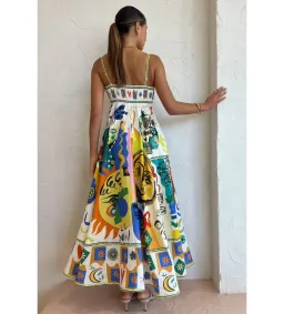 Alemais Soleil Midi Sundress in Ivory Print Size AU 8 for rent on The Volte - image 3