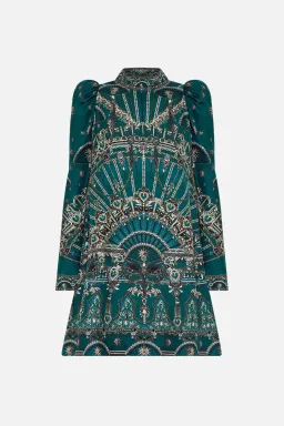 Camilla Puff Sleeve High Neck Mini Dress Green Size 14 for rent on The Volte - image 4