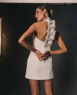 Rebecca Vallance Therese Bow Mini Dress White Size 6 for rent on The Volte - image 3