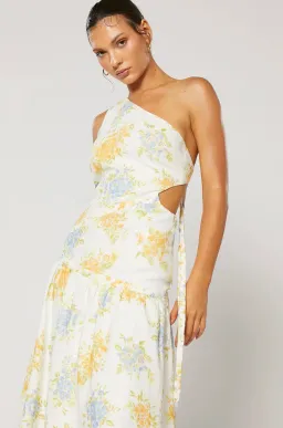 Ravello One Shoulder Dress, Winona, Cream Floral Size S 8 for rent on The Volte - image 4